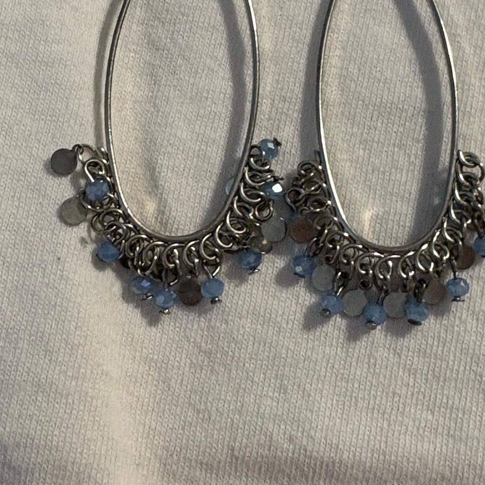 Elegant Silver and Blue Hoop Earrings